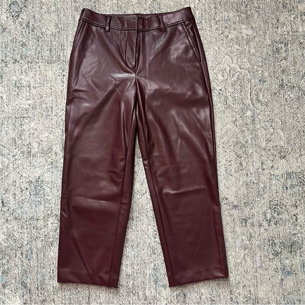 Talbots FAUX LEATHER STRAIGHT ANKLE PANTS Size 4 - Picture 3 of 7